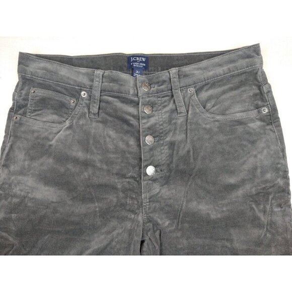 J Crew Women's 9" High Rise Skinny Fit Pants Gray Corduroy Button Fly Size 31 - Picture 11 of 12